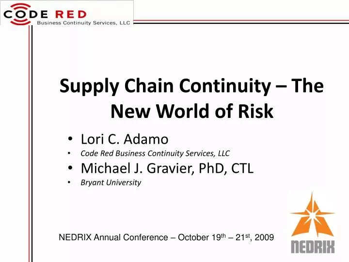supply chain continuity the new world of risk