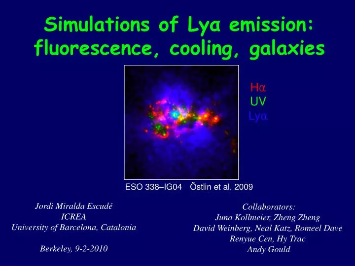 simulations of ly emission fluorescence cooling galaxies
