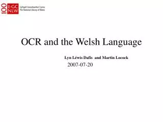 OCR and the Welsh Language