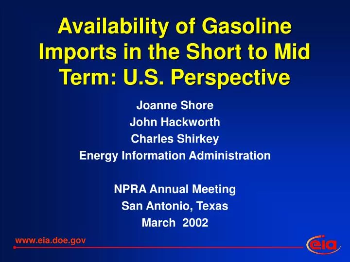 availability of gasoline imports in the short to mid term u s perspective