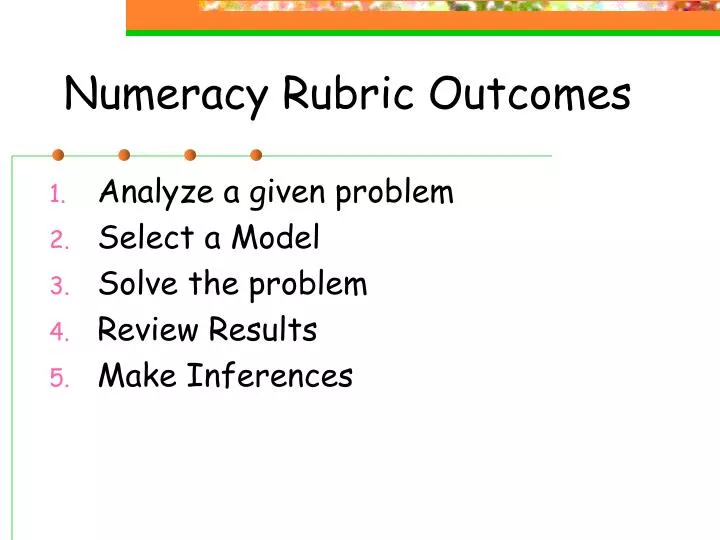 numeracy rubric outcomes