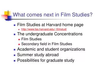 What comes next in Film Studies?