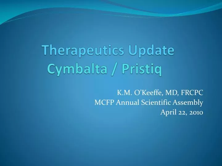 therapeutics update cymbalta pristiq