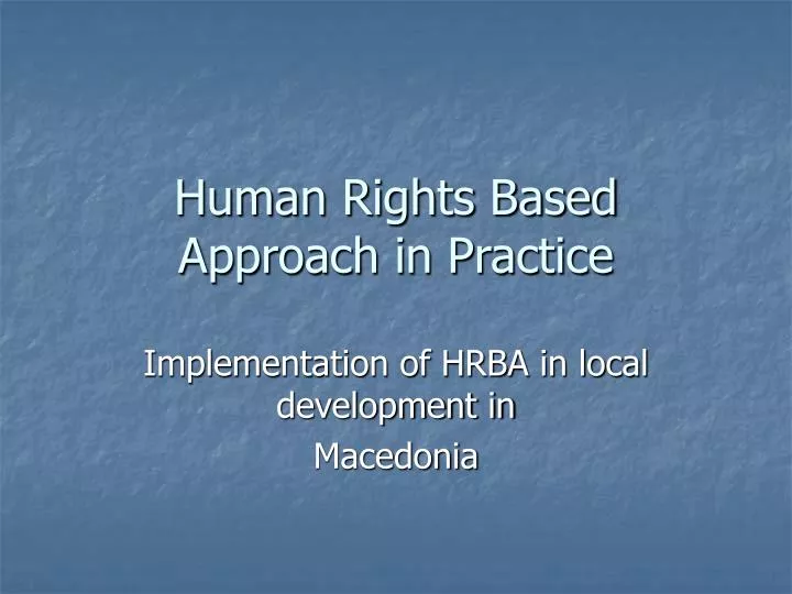 human rights based approach in practice