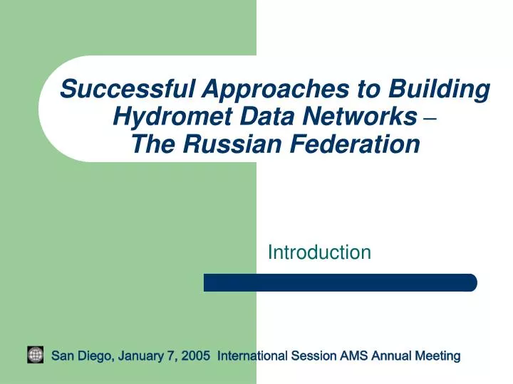 successful approaches to building hydromet data networks the russian federation