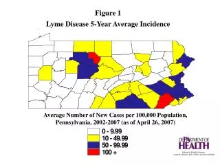 Average Number of New Cases per 100,000 Population, Pennsylvania, 2002-2007 (as of April 26, 2007)