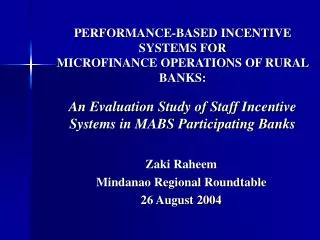 Zaki Raheem Mindanao Regional Roundtable 26 August 2004
