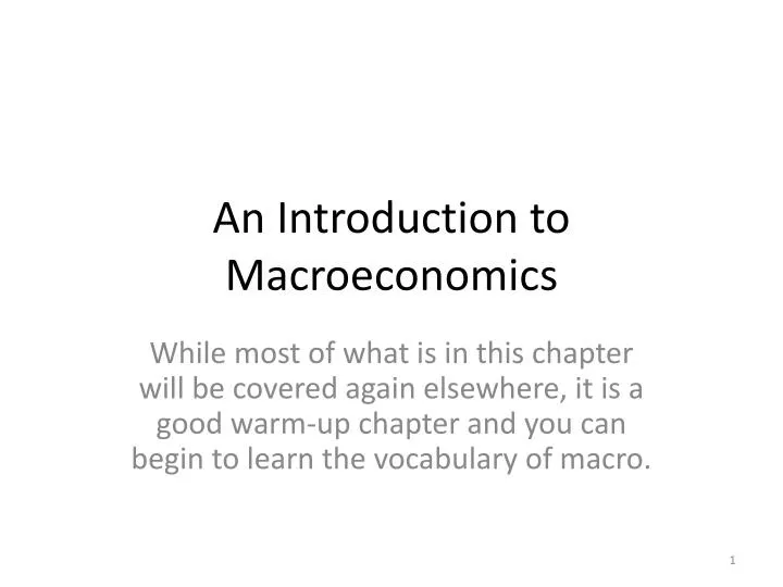 an introduction to macroeconomics