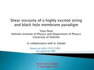Shear viscosity of a highly excited string and black hole membrane paradigm