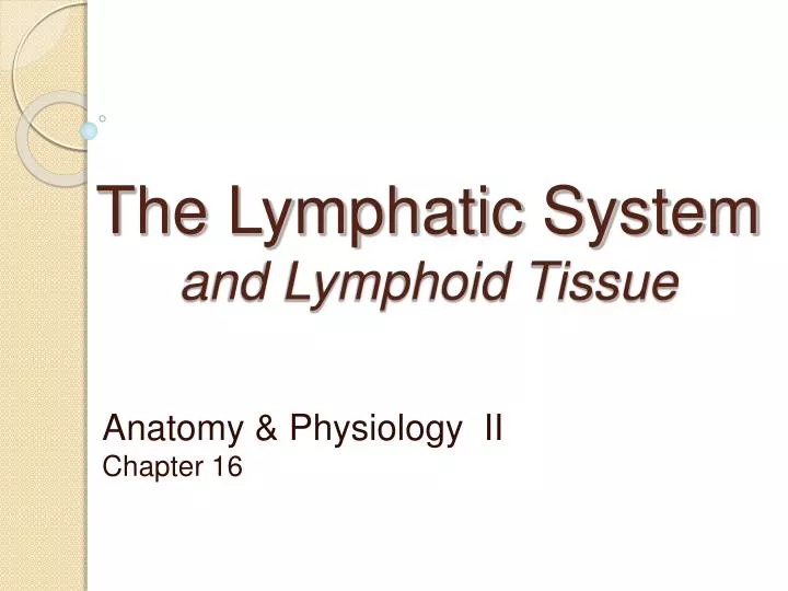 the lymphatic system and lymphoid tissue