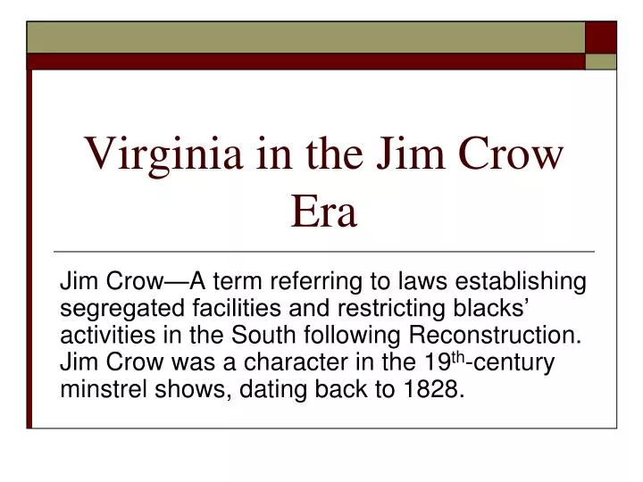 virginia in the jim crow era