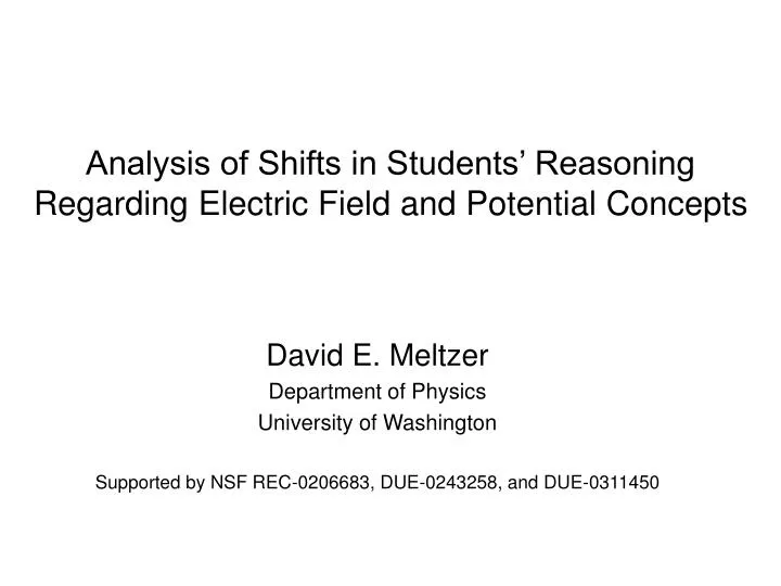 analysis of shifts in students reasoning regarding electric field and potential concepts