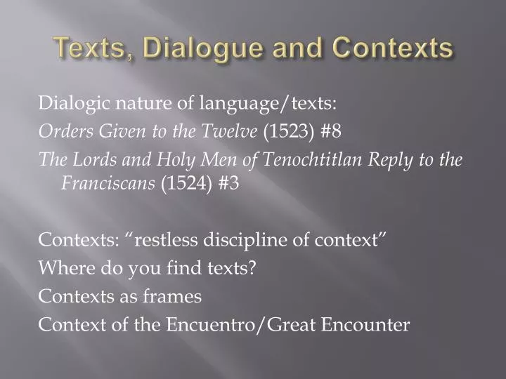 texts dialogue and contexts