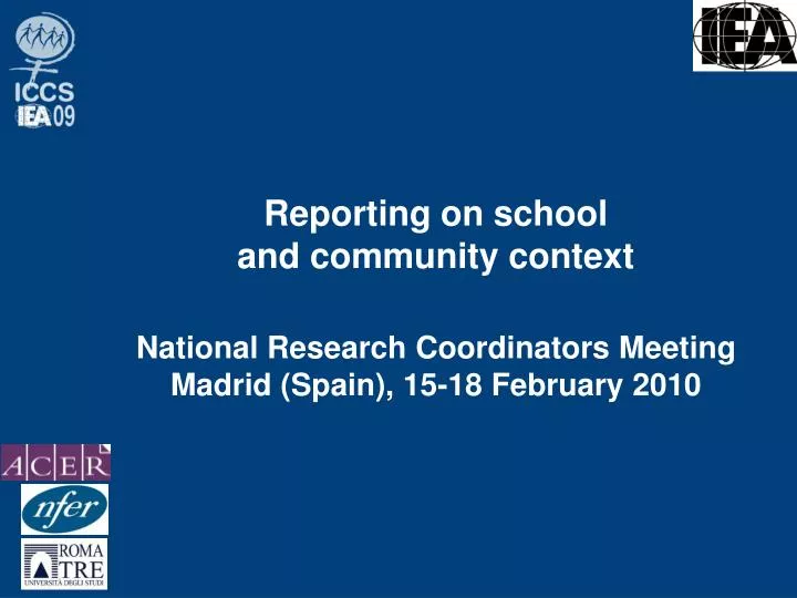 reporting on school and community context