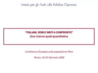 italiani rom e sinti a confronto una ricerca quali quantitativa