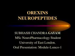OREXINS NEUROPEPTIDES