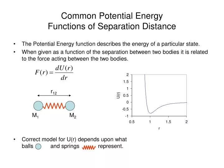 common potential energy functions of separation distance