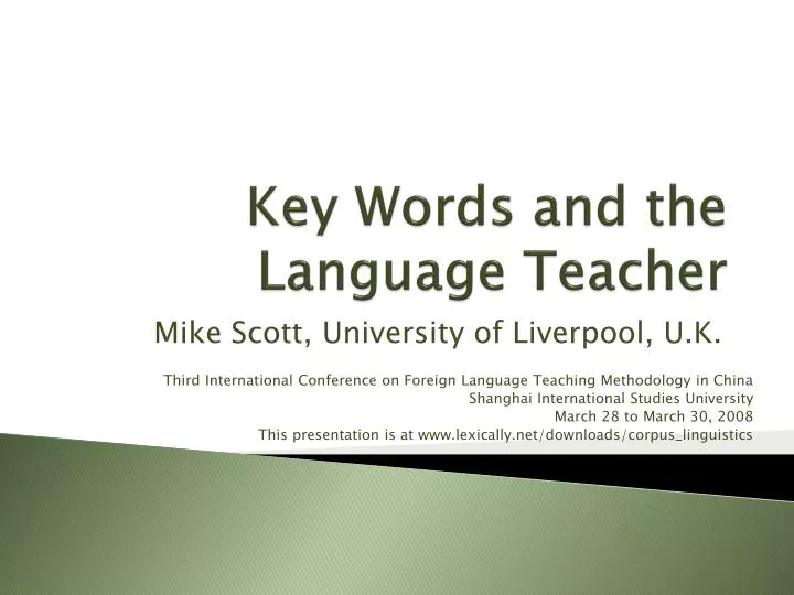 key words and the language teacher