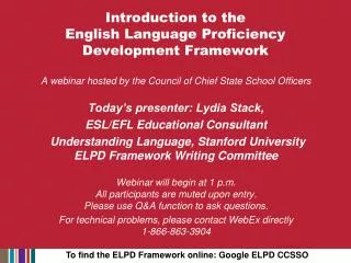 Introduction to the English Language Proficiency Development Framework