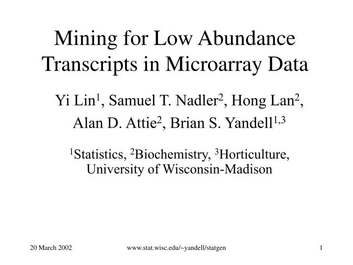 mining for low abundance transcripts in microarray data
