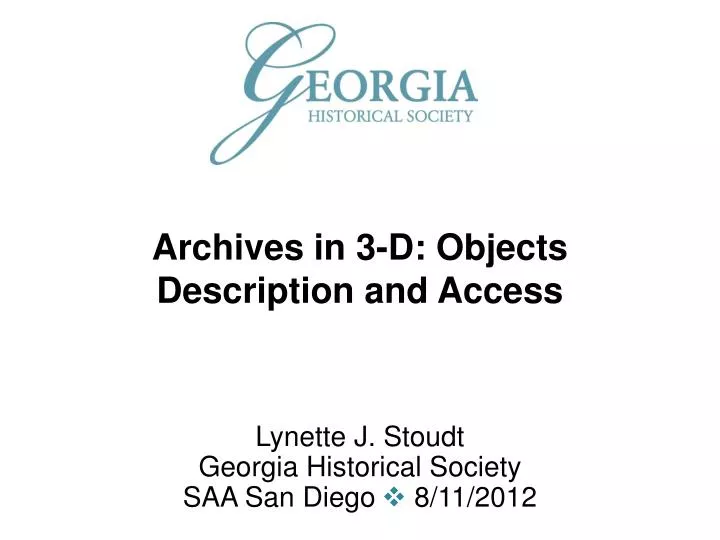 archives in 3 d objects description and access