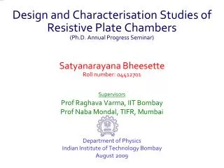 Design and Characterisation Studies of Resistive Plate Chambers (Ph.D. Annual Progress Seminar)