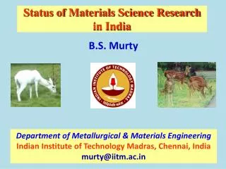 Status of Materials Science Research in India