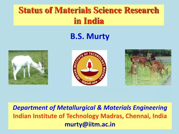 status of materials science research in india