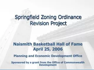 Springfield Zoning Ordinance Revision Project