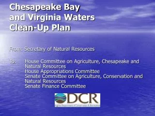 Chesapeake Bay and Virginia Waters Clean-Up Plan