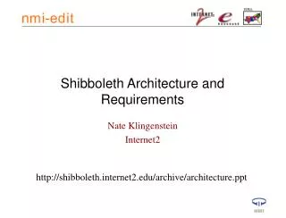 Shibboleth Architecture and Requirements