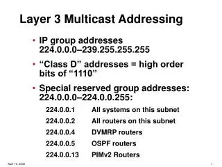 Layer 3 Multicast Addressing