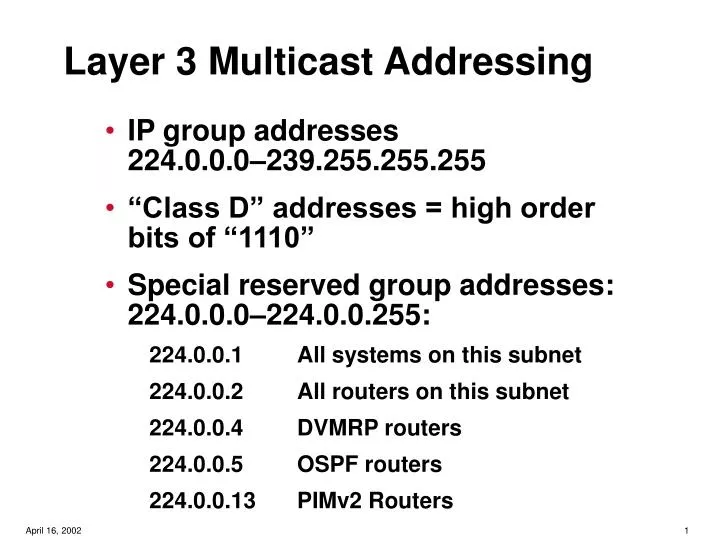 layer 3 multicast addressing