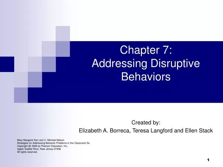 chapter 7 addressing disruptive behaviors