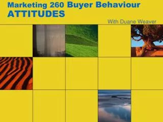 Marketing 260 Buyer Behaviour ATTITUDES