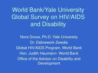 World Bank/Yale University Global Survey on HIV/AIDS and Disability