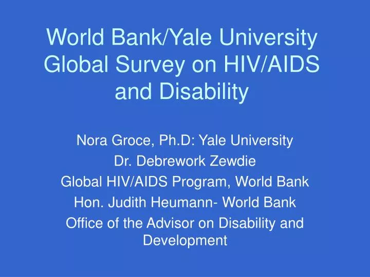 world bank yale university global survey on hiv aids and disability