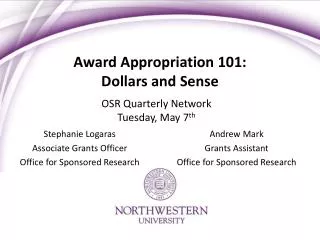 Award Appropriation 101: Dollars and Sense