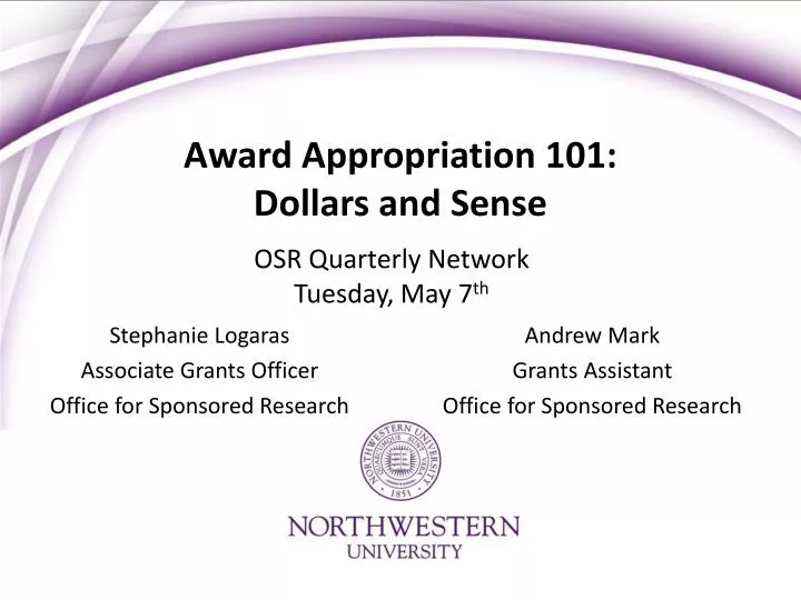award appropriation 101 dollars and sense