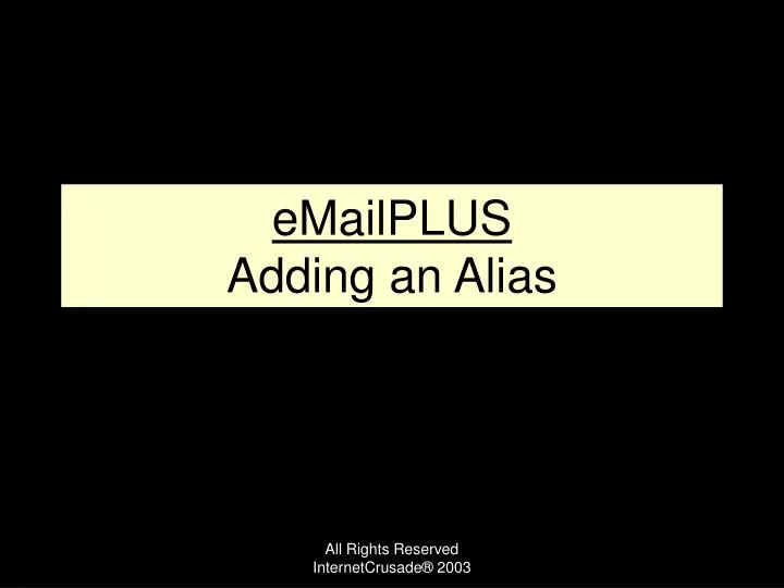 emailplus adding an alias