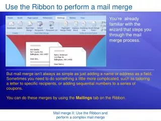 Use the Ribbon to perform a mail merge