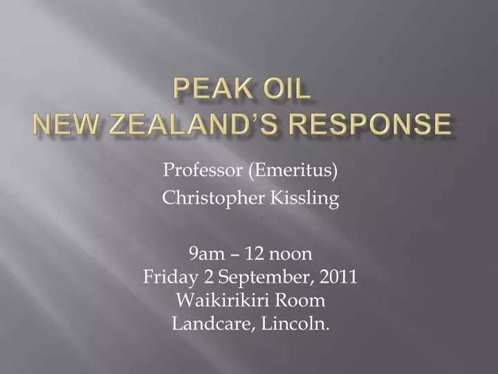 peak oil new zealand s response