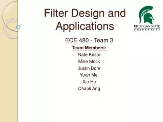 Filter Design and Applications