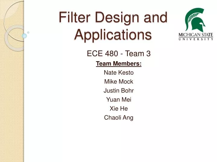 filter design and applications