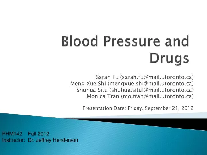 blood pressure and drugs