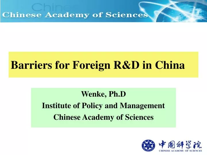 barriers for foreign r d in china