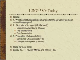 LING 580: Today