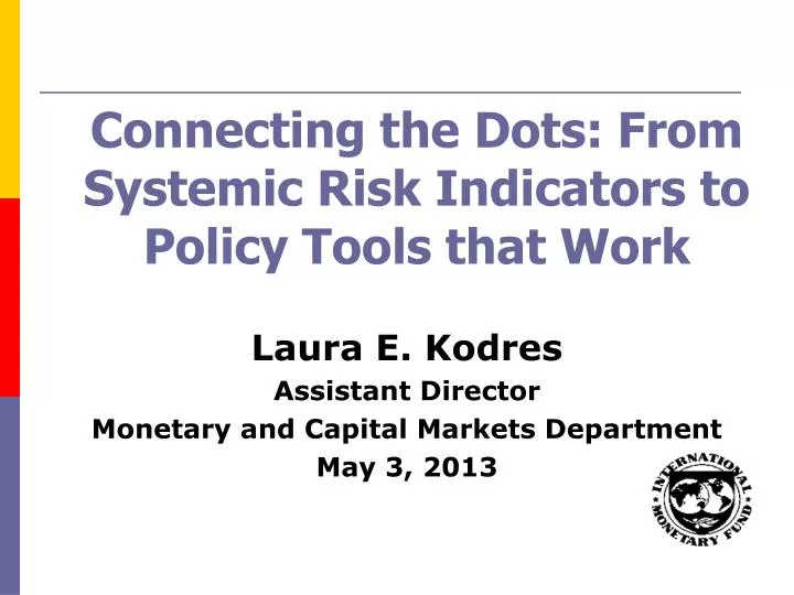 connecting the dots from systemic risk indicators to policy tools that work