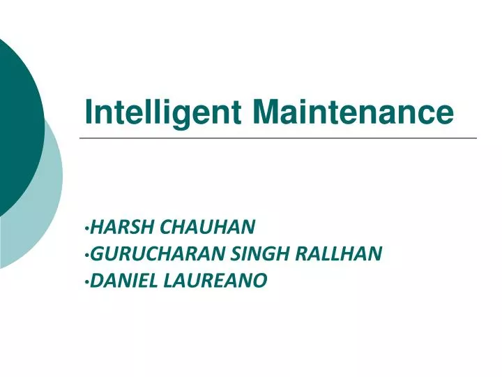 intelligent maintenance