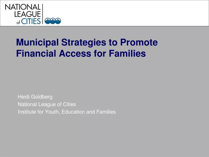 municipal strategies to promote financial access for families